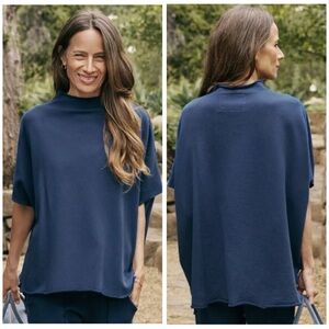 Frank & Eileen Audrey Funnel Neck Cotton Capelet Sweatshirt Size: OS Air Force